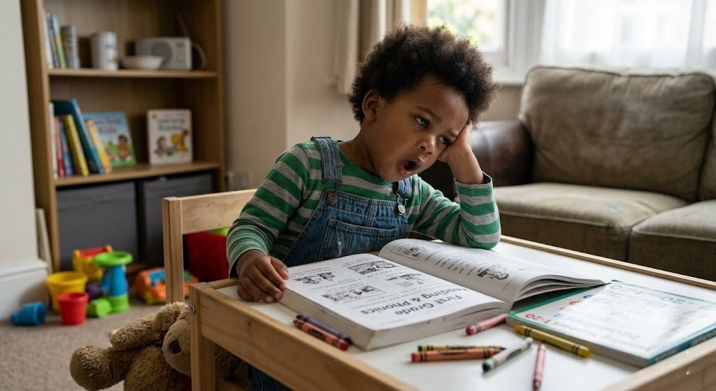 Child bored with screen